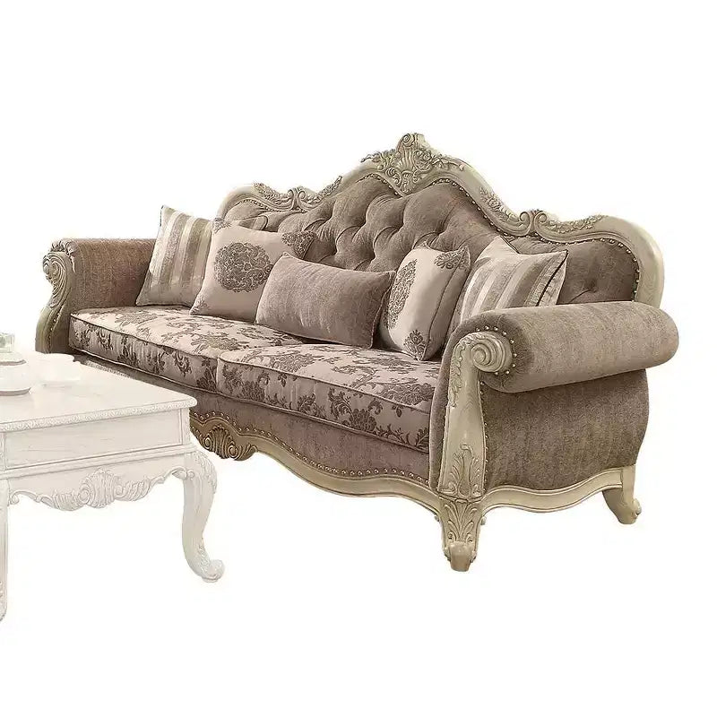 Acme Furniture Divano Ragenardus 95" Tessuto Grigio/Bianco Antico