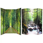 6" Double Sided Path of Life Canvas Room Divider Green - Oriental Furniture