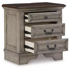 Comodino Lodenbay nero/grigio - Signature Design by Ashley: Stile cottage con porte USB e prese CA