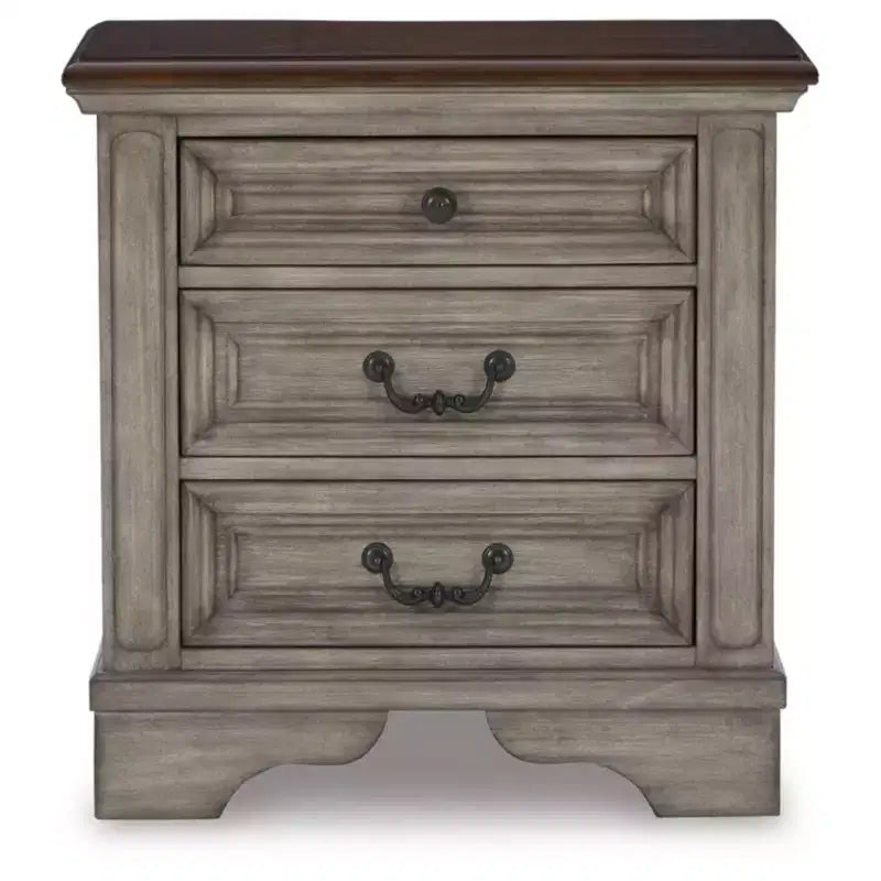 Comodino Lodenbay nero/grigio - Signature Design by Ashley: Stile cottage con porte USB e prese CA