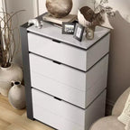 Cassettiera Pape Contemporanea a 5 Cassetti Bianco/Grigio Metallizzato - miBasics