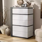 Cassettiera Pape Contemporanea a 5 Cassetti Bianco/Grigio Metallizzato - miBasics