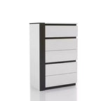 Cassettiera Pape Contemporanea a 5 Cassetti Bianco/Grigio Metallizzato - miBasics