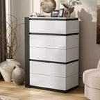 Cassettiera Pape Contemporanea a 5 Cassetti Bianco/Grigio Metallizzato - miBasics