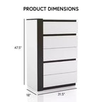 Cassettiera Pape Contemporanea a 5 Cassetti Bianco/Grigio Metallizzato - miBasics