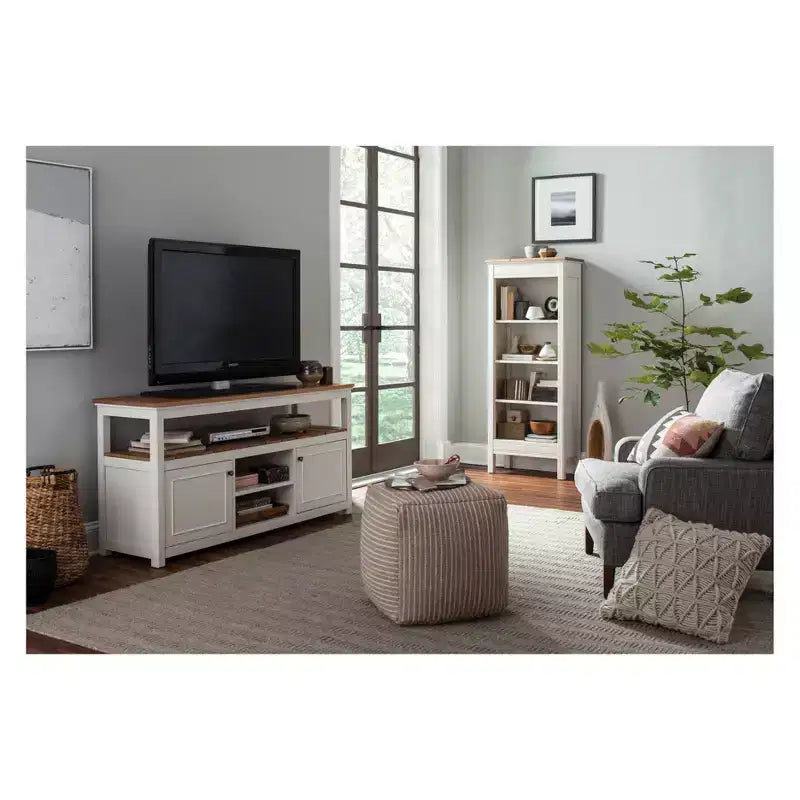 Mobile TV Savannah Cabinet con piano in legno naturale per televisori fino a 64" avorio - Alaterre Furniture