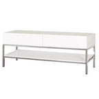 Buylateral Lewis Modern TV Stand for TVs up to 60" White: Modern Media Console with Metal Base & Storage Drawer