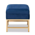 Pouf Aliana in tessuto e metallo blu navy/oro - Baxton Studio