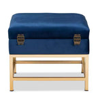 Pouf Aliana in tessuto e metallo blu navy/oro - Baxton Studio