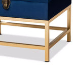 Pouf Aliana in tessuto e metallo blu navy/oro - Baxton Studio