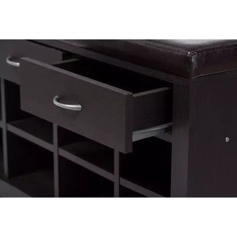 Panca da Ingresso Finitura Espresso Marrone Scuro - Baxton Studio: Portaoggetti Moderno in Legno, Manutenzione con Panno Asciutto