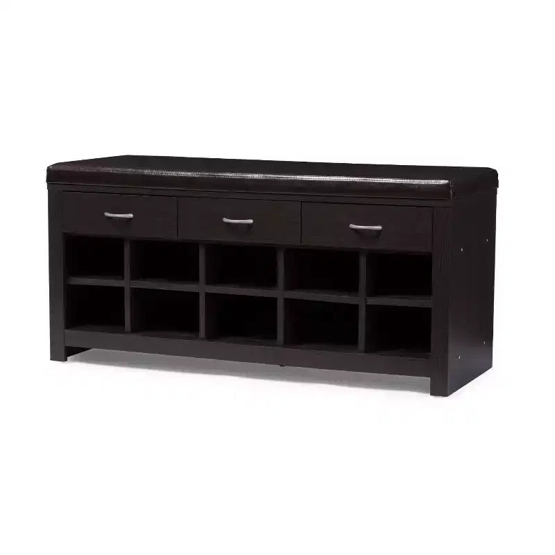 Panca da Ingresso Finitura Espresso Marrone Scuro - Baxton Studio: Portaoggetti Moderno in Legno, Manutenzione con Panno Asciutto