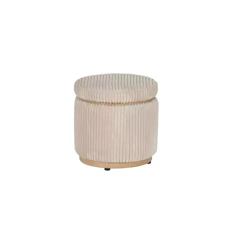 Linon Blanche Storage Ottoman Corduroy Cream