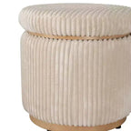 Pouff contenitore Linon Blanche in velluto a coste color crema