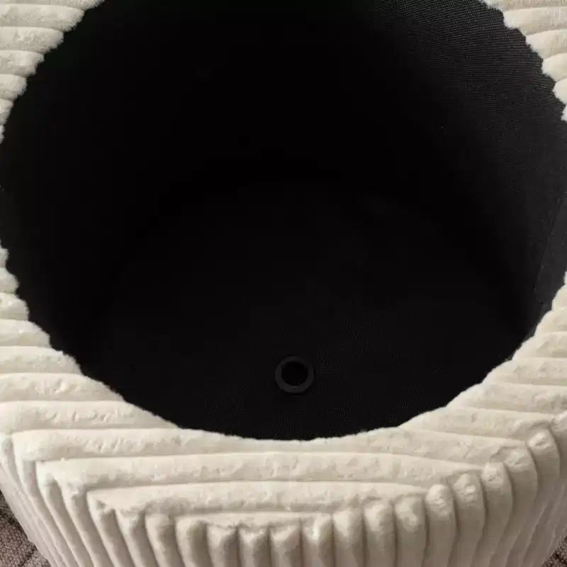 Pouff contenitore Linon Blanche in velluto a coste color crema
