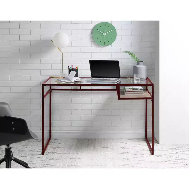 Scrivania Yasin Acme Furniture rosso/vetro