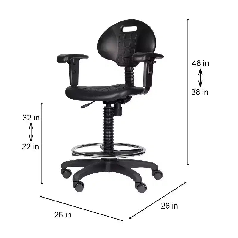 Sedia da ufficio operativa Hampden Furnishings in poliuretano con braccioli e altezza regolabile da 56 a 81 cm, nera