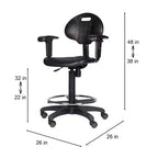 Sedia da ufficio operativa Hampden Furnishings in poliuretano con braccioli e altezza regolabile da 56 a 81 cm, nera