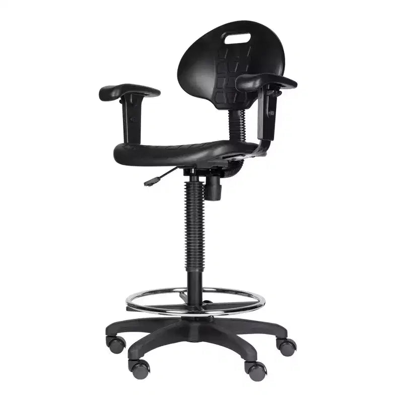 Sedia da ufficio operativa Hampden Furnishings in poliuretano con braccioli e altezza regolabile da 56 a 81 cm, nera