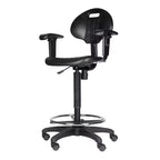 Sedia da ufficio operativa Hampden Furnishings in poliuretano con braccioli e altezza regolabile da 56 a 81 cm, nera