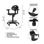 Sedia da ufficio operativa Hampden Furnishings in poliuretano con braccioli e altezza regolabile da 56 a 81 cm, nera