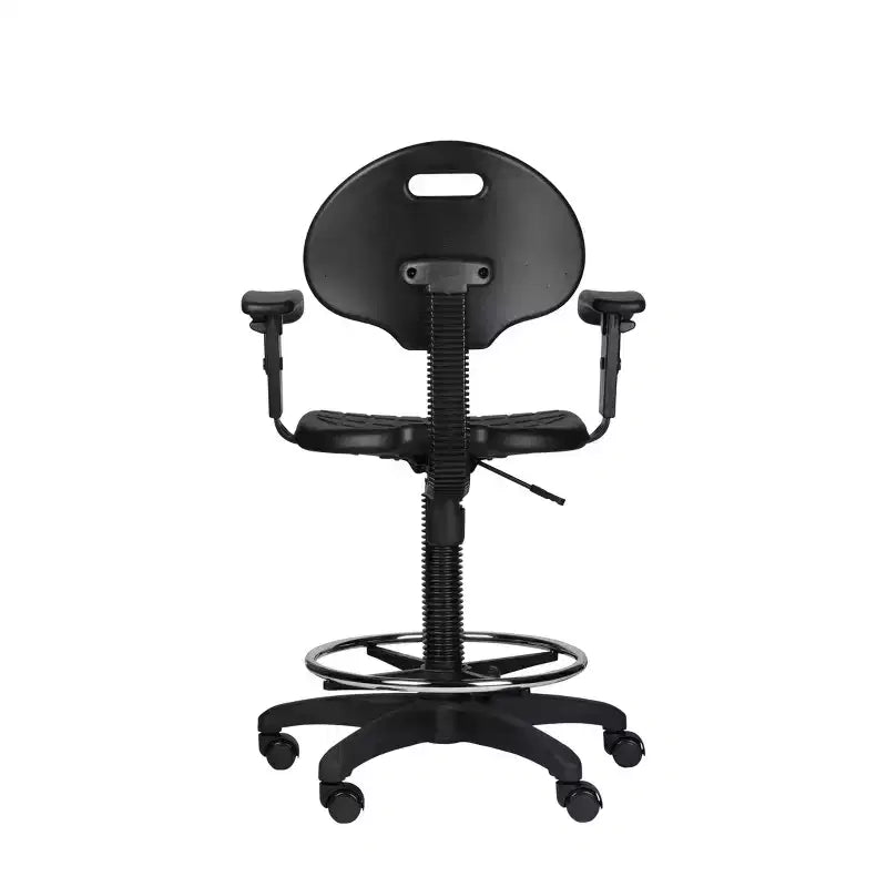 Sedia da ufficio operativa Hampden Furnishings in poliuretano con braccioli e altezza regolabile da 56 a 81 cm, nera