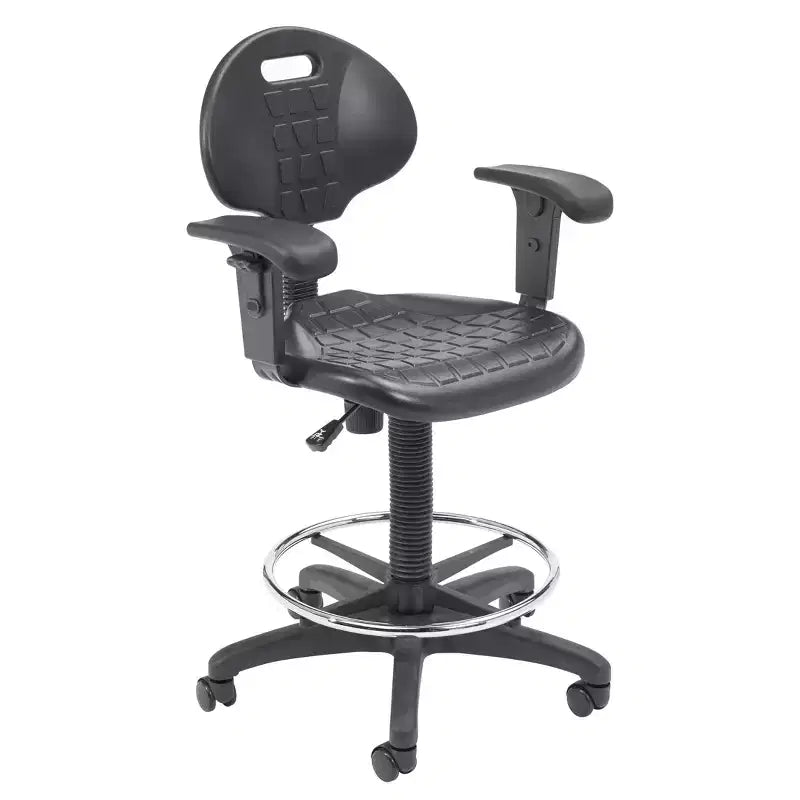 Sedia da ufficio operativa Hampden Furnishings in poliuretano con braccioli e altezza regolabile da 56 a 81 cm, nera