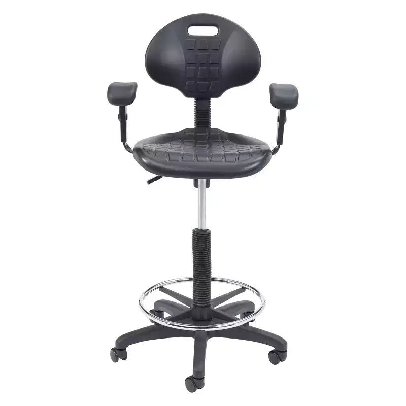 Sedia da ufficio operativa Hampden Furnishings in poliuretano con braccioli e altezza regolabile da 56 a 81 cm, nera