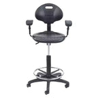 Sedia da ufficio operativa Hampden Furnishings in poliuretano con braccioli e altezza regolabile da 56 a 81 cm, nera