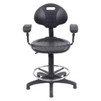 Sedia da ufficio operativa Hampden Furnishings in poliuretano con braccioli e altezza regolabile da 56 a 81 cm, nera