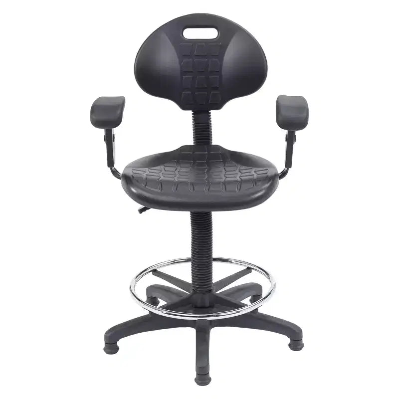 Sedia da ufficio operativa Hampden Furnishings in poliuretano con braccioli e altezza regolabile da 56 a 81 cm, nera