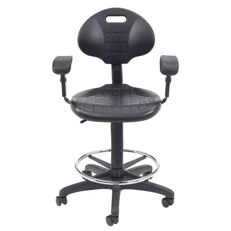 Sedia da ufficio operativa Hampden Furnishings in poliuretano con braccioli e altezza regolabile da 56 a 81 cm, nera