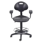 Sedia da ufficio operativa Hampden Furnishings in poliuretano con braccioli e altezza regolabile da 56 a 81 cm, nera