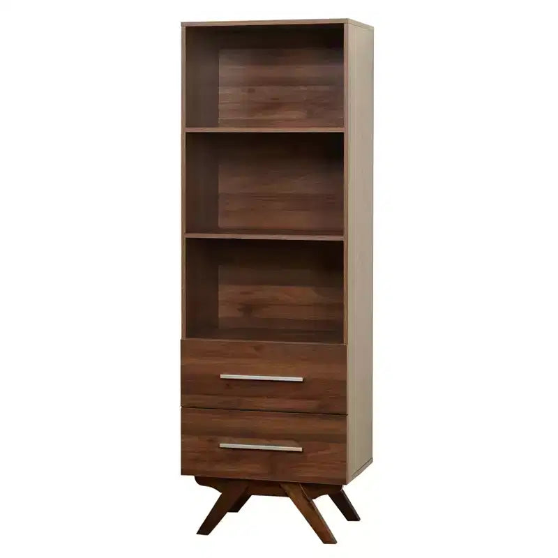Buylateral 71" Ashfield 3 Shelf Tower with Drawers Walnut
