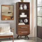 Buylateral 71" Ashfield - Mobile a torre con 3 ripiani e cassetti Noce