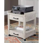 Carynhurst Printer Stand Beige - Signature Design by Ashley: Carrello Mobile, 2 Cassetti, Porte USB