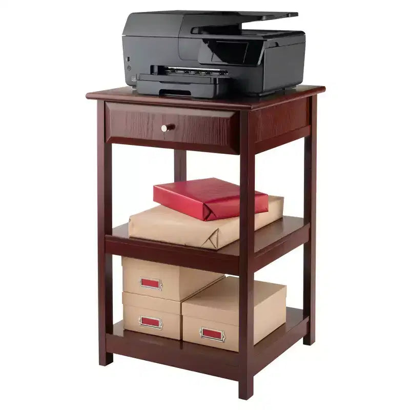 Winsome 30.71" Delta Printer Stand Noce: Armadietti da ufficio Mid-Century Modern, 2 ripiani e pulizia localizzata