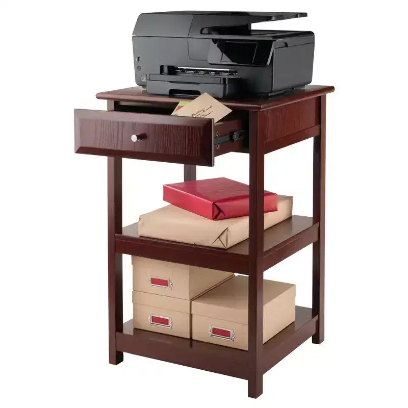 Winsome 30.71" Delta Printer Stand Noce: Armadietti da ufficio Mid-Century Modern, 2 ripiani e pulizia localizzata