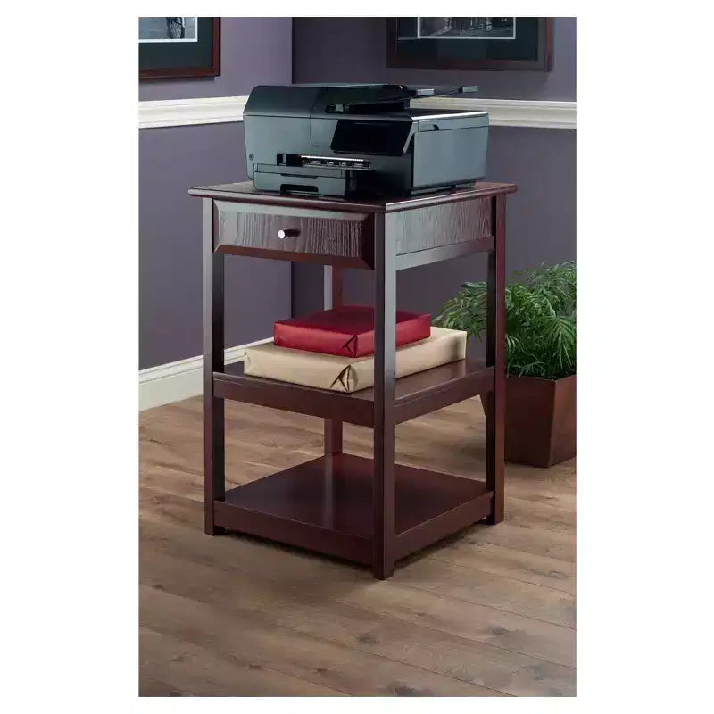 Winsome 30.71" Delta Printer Stand Noce: Armadietti da ufficio Mid-Century Modern, 2 ripiani e pulizia localizzata