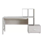 Senda Multi Storage Desk White Oak - HOMES: Inside + Out: Transitional Style, USB Charging, Open Shelves