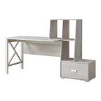 Senda Scrivania multi-contenitore in rovere bianco - HOMES: Inside + Out: stile tradizionale, ricarica USB, ripiani aperti