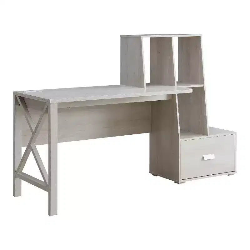 Senda Scrivania multi-contenitore in rovere bianco - HOMES: Inside + Out: stile tradizionale, ricarica USB, ripiani aperti