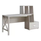 Senda Scrivania multi-contenitore in rovere bianco - HOMES: Inside + Out: stile tradizionale, ricarica USB, ripiani aperti