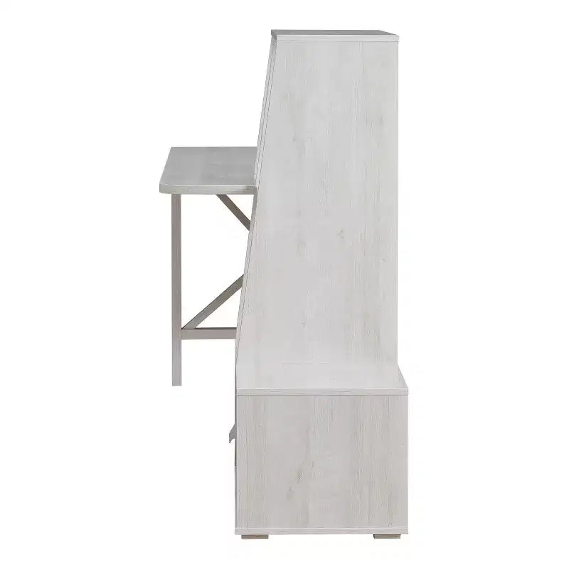 Senda Scrivania multi-contenitore in rovere bianco - HOMES: Inside + Out: stile tradizionale, ricarica USB, ripiani aperti