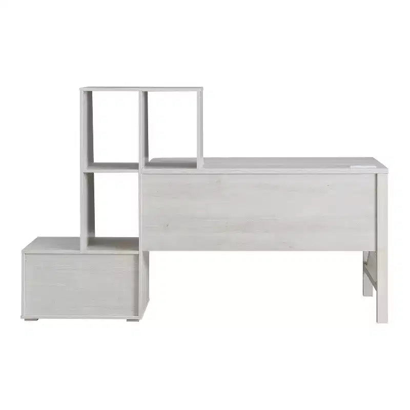 Senda Scrivania multi-contenitore in rovere bianco - HOMES: Inside + Out: stile tradizionale, ricarica USB, ripiani aperti
