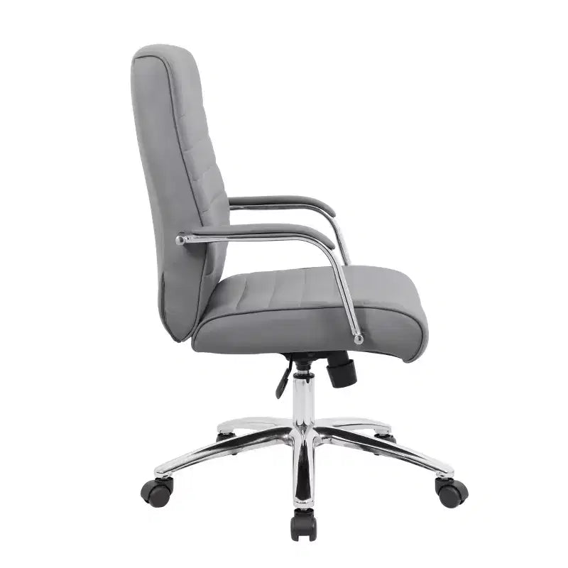 Sedia direzionale da conferenza grigia - Boss Office Products: CaressoftPlus, base cromata, capacità 125 kg