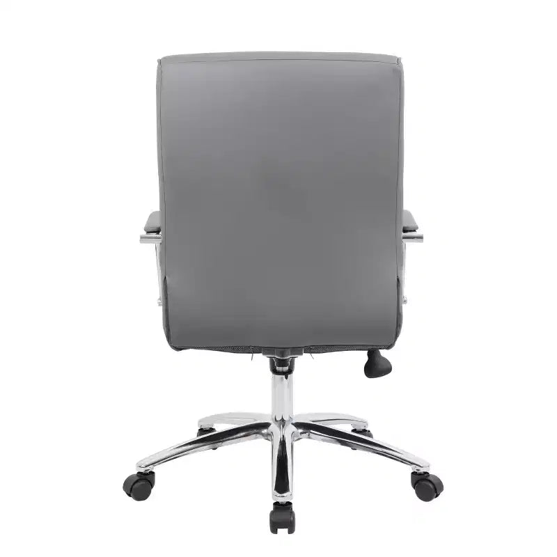 Sedia direzionale da conferenza grigia - Boss Office Products: CaressoftPlus, base cromata, capacità 125 kg