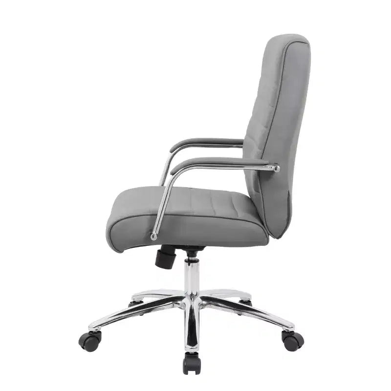 Sedia direzionale da conferenza grigia - Boss Office Products: CaressoftPlus, base cromata, capacità 125 kg