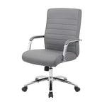 Sedia direzionale da conferenza grigia - Boss Office Products: CaressoftPlus, base cromata, capacità 125 kg