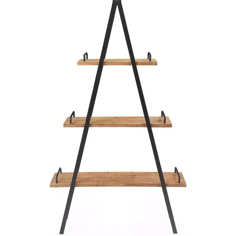 67" Morris A Frame Industrial Bookshelf Natural/Black - Finch: Metal Frame, 3 Shelves